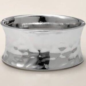 Chico’s Cora Cuff Dimpled  Bracelet Silver Metal Contemporary Style Boho Chic